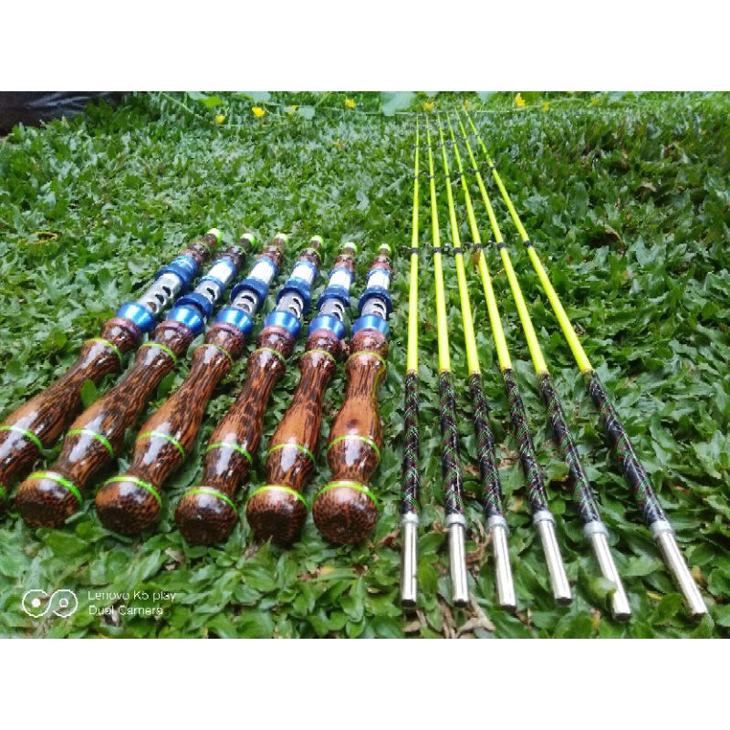 joran pancing udang/ikan dengan gagang kayu nibung