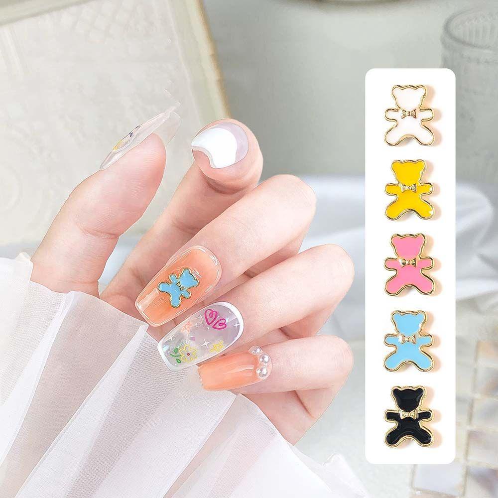 AUGUSTINA Agustina Dasi Kupu-Kupu Beruang Perhiasan Kuku Fashion Mini Lucu Manicure Aksesoris DIY Nail Art Tool