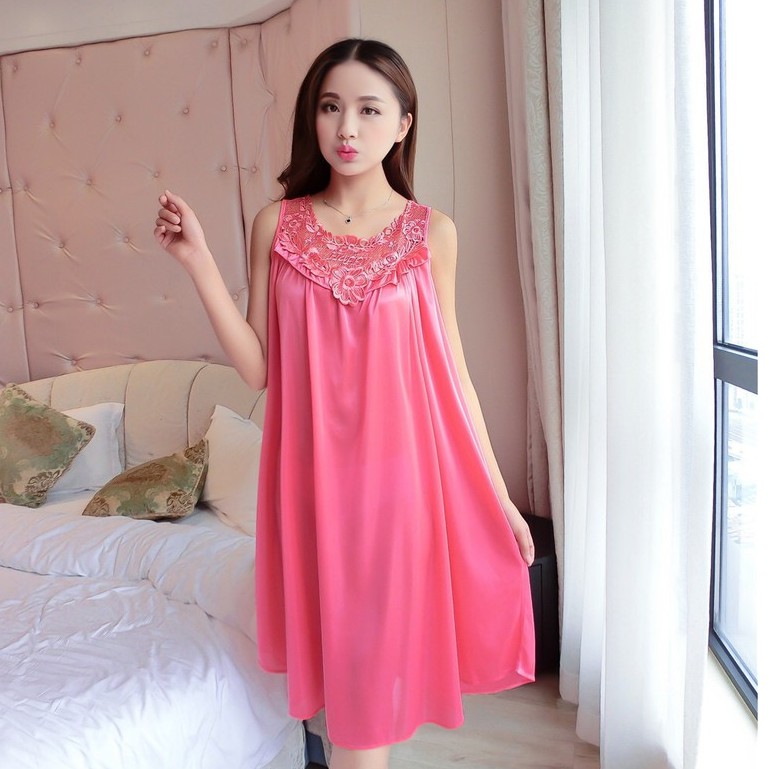 BOSJKT629 Daster Baju Tidur Wanita Polos Jumbo Tanpa Lengan