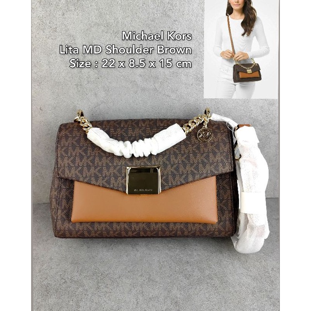 MK Lita Medium Shoulder Brown