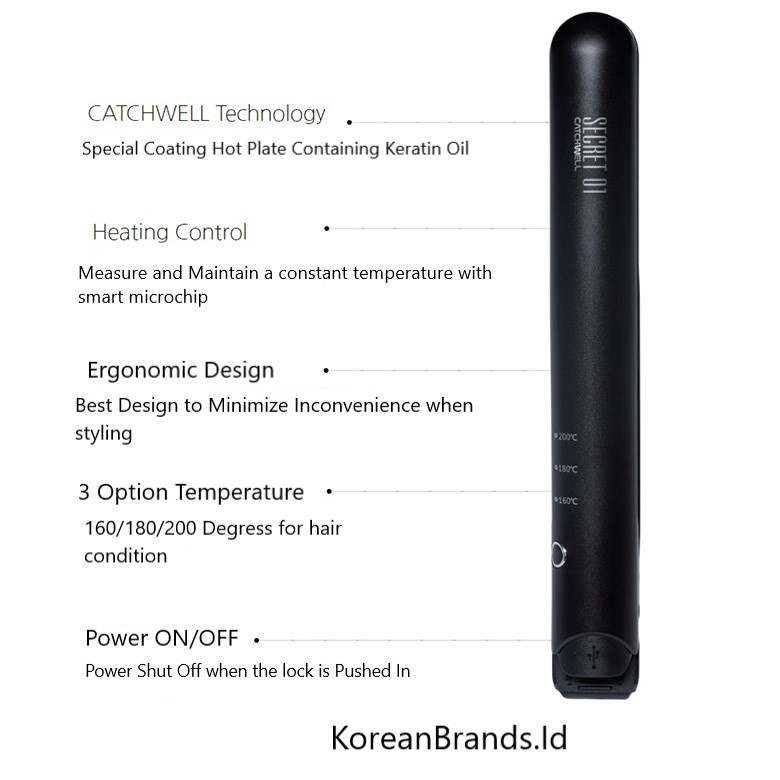 Secret 01 Hair Iron the Black Edition Cordless Wireless Keratin Oil