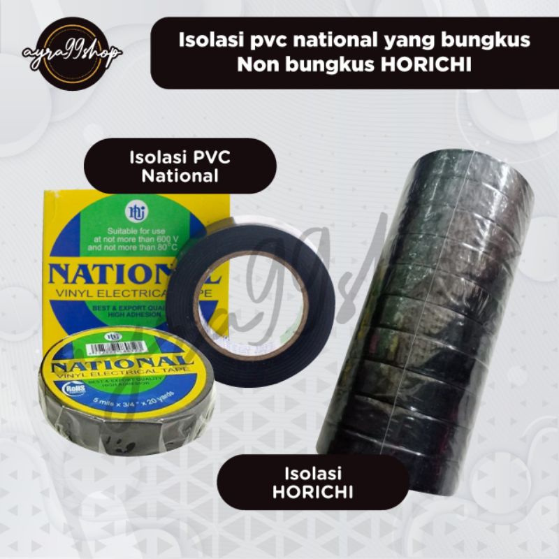 ISOLASI TAPE PVC KABEL LISTRIK HITAM NATIONAL SOLASI HITAM