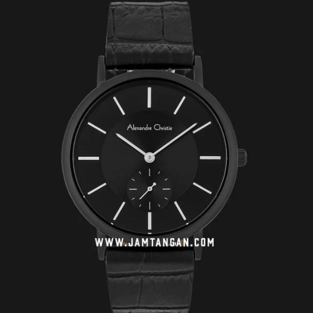 Alexandre Christie AC 8575 LS LIPBA Ladies Black Dial Black Leather Strap