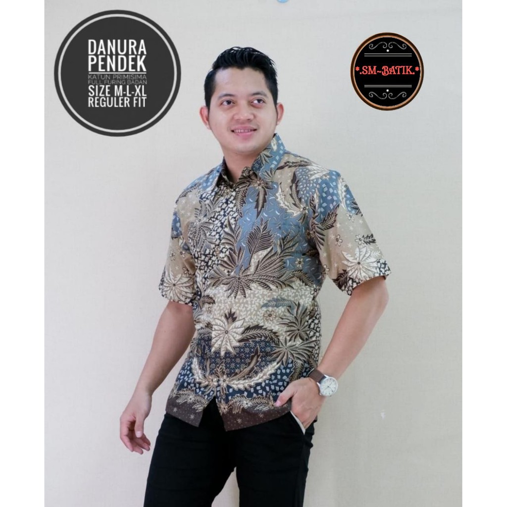 DANURA PENDEK Kemeja Batik Pria Lengan Pendek Katun Halus FULL FURING SM Batik