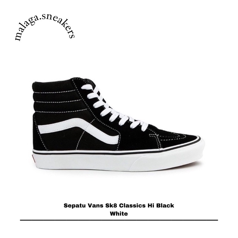 Sepatu Vans Sk8 Classics Hi Black White