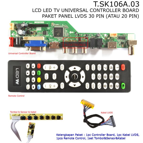 Paket Panel Monitor - Universal Controller Board LCD - LED TV - V56C -  USB Multimedia -  USB Movie