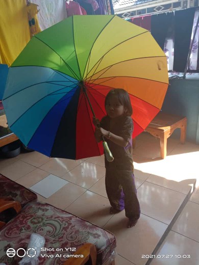 Payung Golf Pelangi 16 Jari Kualitas Bagus Rangka Baru Dengan Bahan Kain Waterproof Rainbow