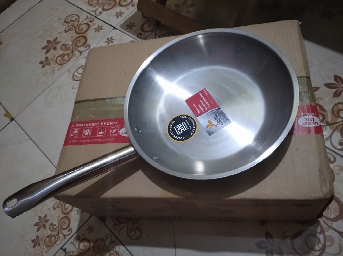 Wajan Stfp0124 - Wajan Fry Pan Diameter 24 Cm Stainless Golden Flying Fish Kitchenware