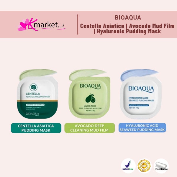 BIOAQUA Centella Asiatica Pudding | Avocado Deep Cleaning Mud Film | Hyaluronic Acid Seaweed Pudding Mask 7.5g*8pcs