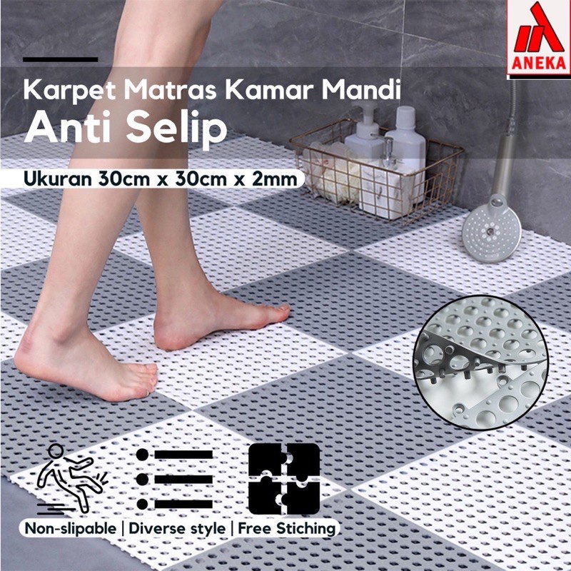 Barnik88 Karpet Kamar Mandi Polkadot Anti Licin 30x30 cm / Keset Alas Lantai Dapur Anti Slip murah!!