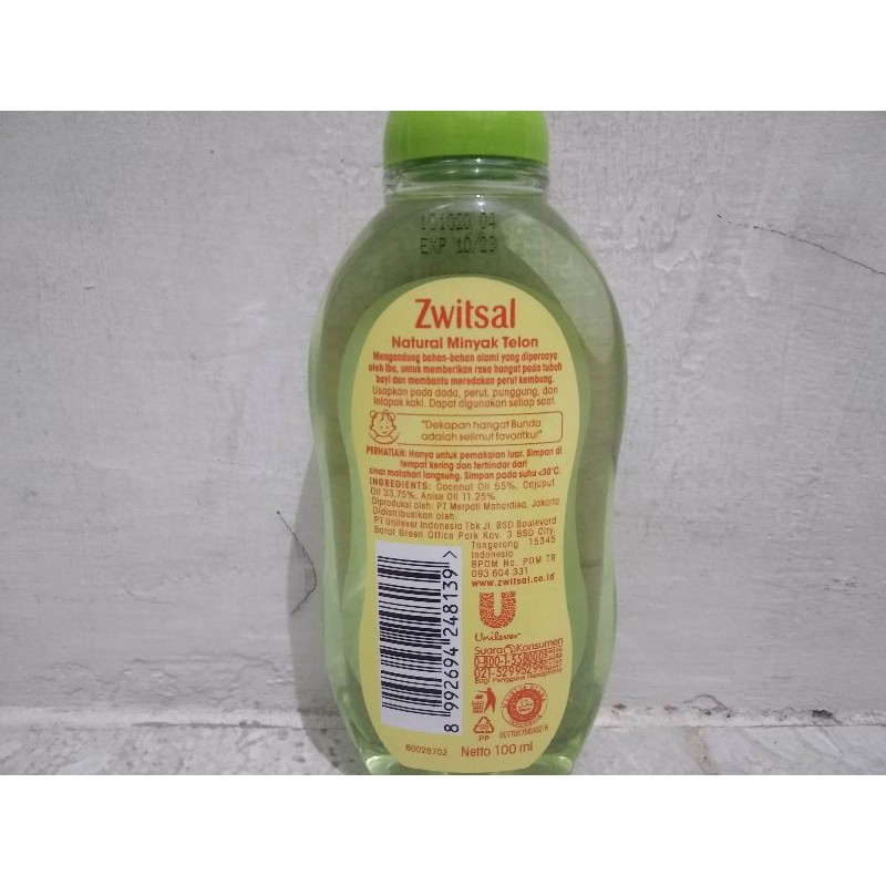 Zwitsal Minyak Telon Natural Baby 60ml, 100ml, plus 100ml