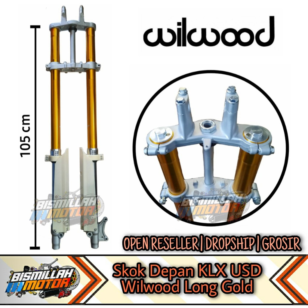 SHOCK SKOK DEPAN UPSIDE DOWN TELE KLX 150 USD KLX 150 WILWOOD LONG GOLD