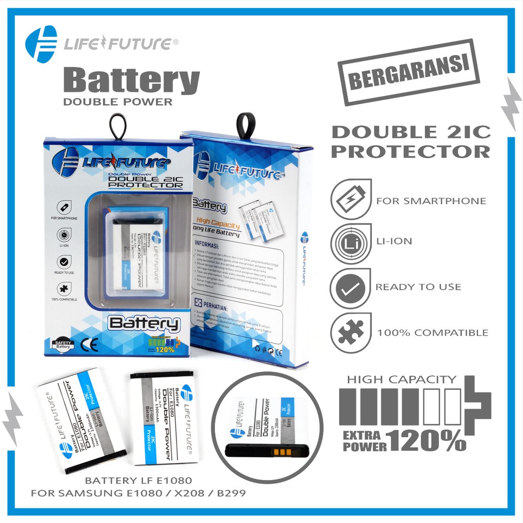 BATERAI SAMSUNG E1080 / X2-08 / B299 DOUBLE POWER LIFE FUTURE