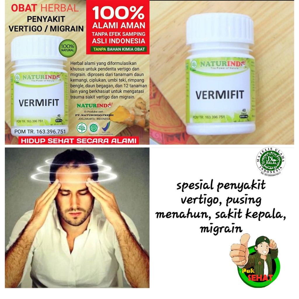 Obat Herbal Spesial Vertigo & Migrain VERMIFIT by NATURINDO