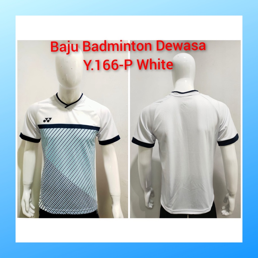 Kaos badminton pria jersey bulutangkis baju atasan jersy wanita dewasa t-shirt outfit seragam kostum olahraga casual suit pakaian jarsey oblong apparel sports jersi bulu tangkis Y166 putih polos