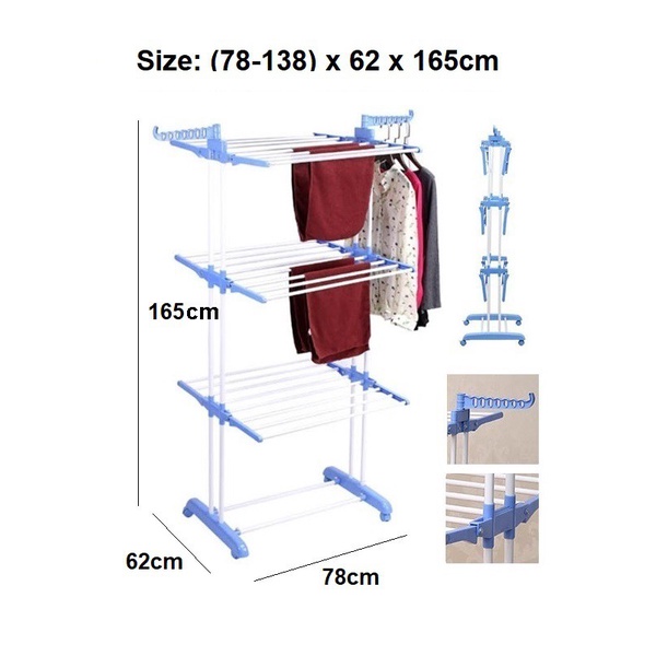BAYAR DITEMPAT Rak Jemuran Lipat Jemuran Menara Jemuran Baju Model Menara 3 Tingkat Rak Jemuran Handuk Rak Serbaguna Gantungan baju Hanger Baju Rak Handuk Multifungsi