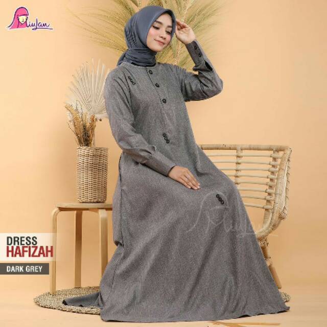 Gamis Cantik Katun Madinah variasi Kancing HAFIZAH Dress by Miulan