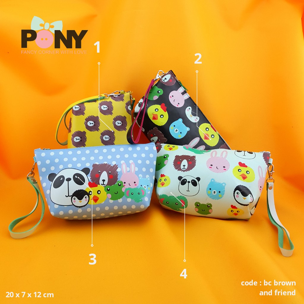

Pony Pencil Case Brown and Friends / Make Up Pouch / Tempat Pensil Karakter Line Lucu