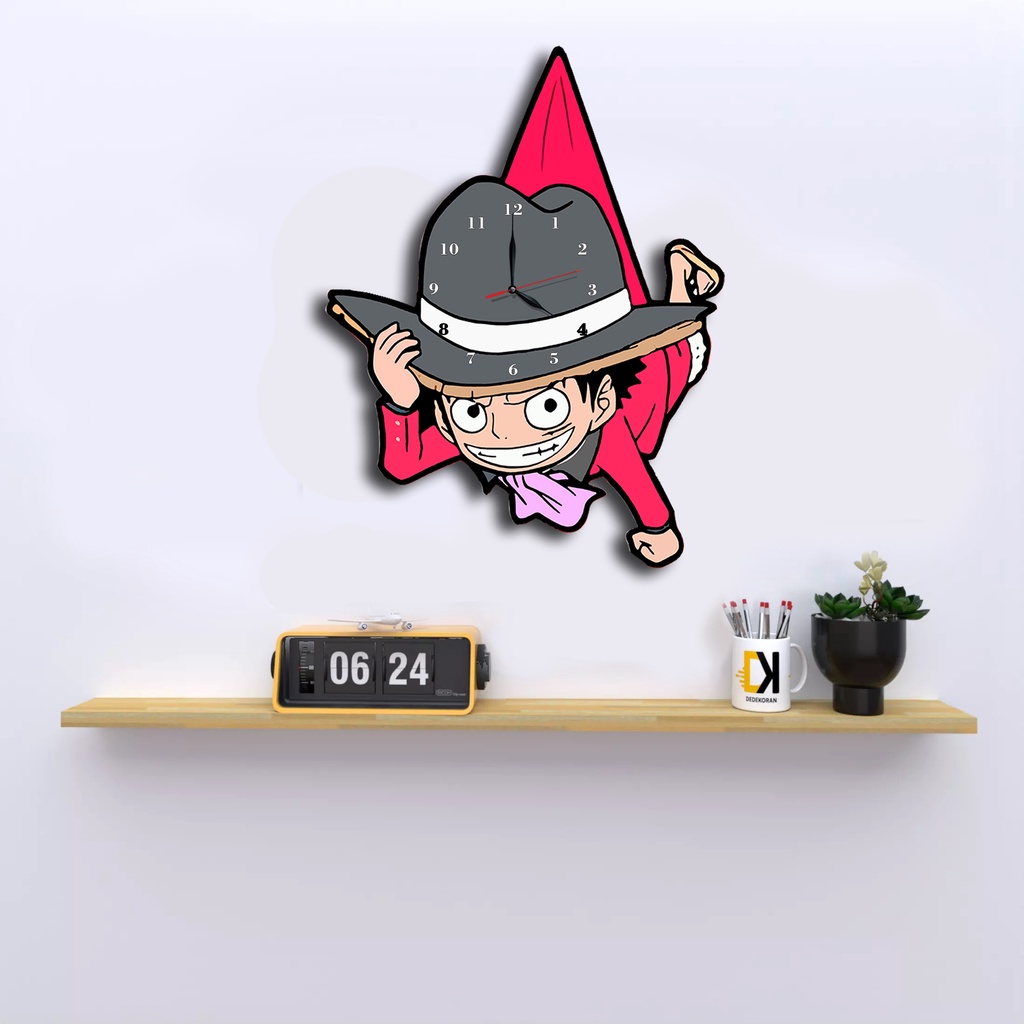 Jam Dinding Pola Unik Design Onepiece Special Edition Free Vintage Box + Baterai rajadekorofficial-Luffy