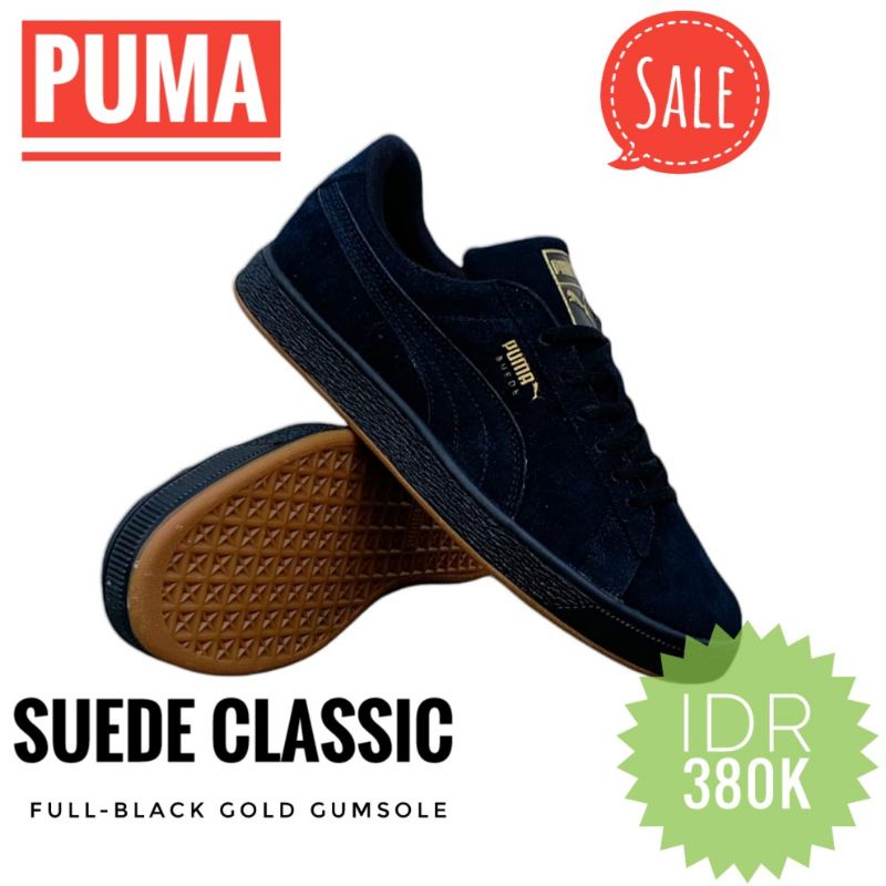PUMA SUEDE CLASSIC, Full-black gold Gumsole, original sneakers