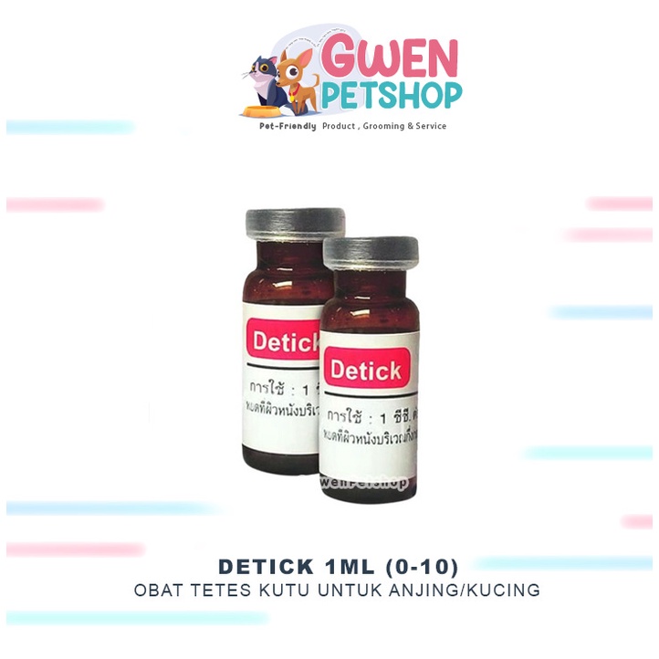 Detick 1-10kg -- Detick 1ml -- Obat kutu kucing anjing