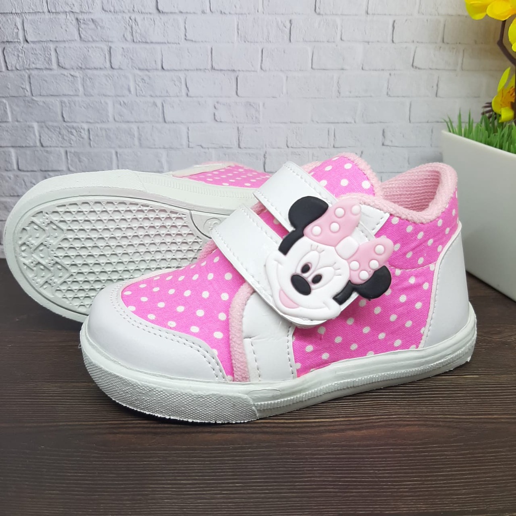 mandirishoesstore-SEPATU MICKEY MOUSE POLKADOT PINK 1-3 TAHUN FAY14