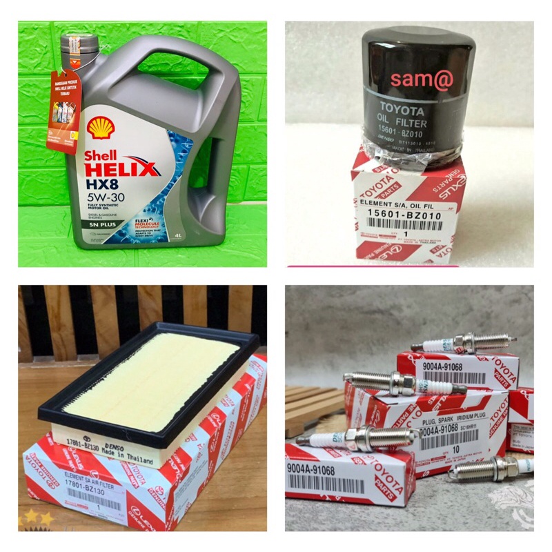 Paket filter oli shell helix HX8 5W-30 4L + busi 4pc grand all new avanza xenia / calya sigra