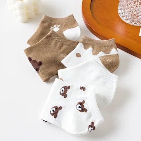 [littlecrab] Kaos Kaki Beruang Coklat Cute Women Socks Import Kaos Kaki Berkualitas Brown Bear Kaos Kaki Lucu Korean Style