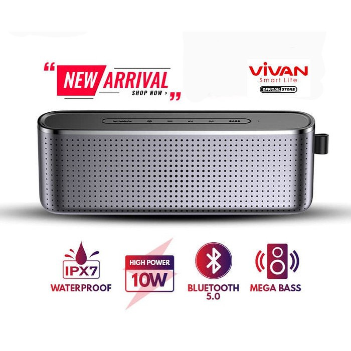 promo VIVAN Speaker Bluetooth VS10 V5.0 10W High Power Mega Bass Hi-Fi Waterproof IPX7 1800mAh by.minigo