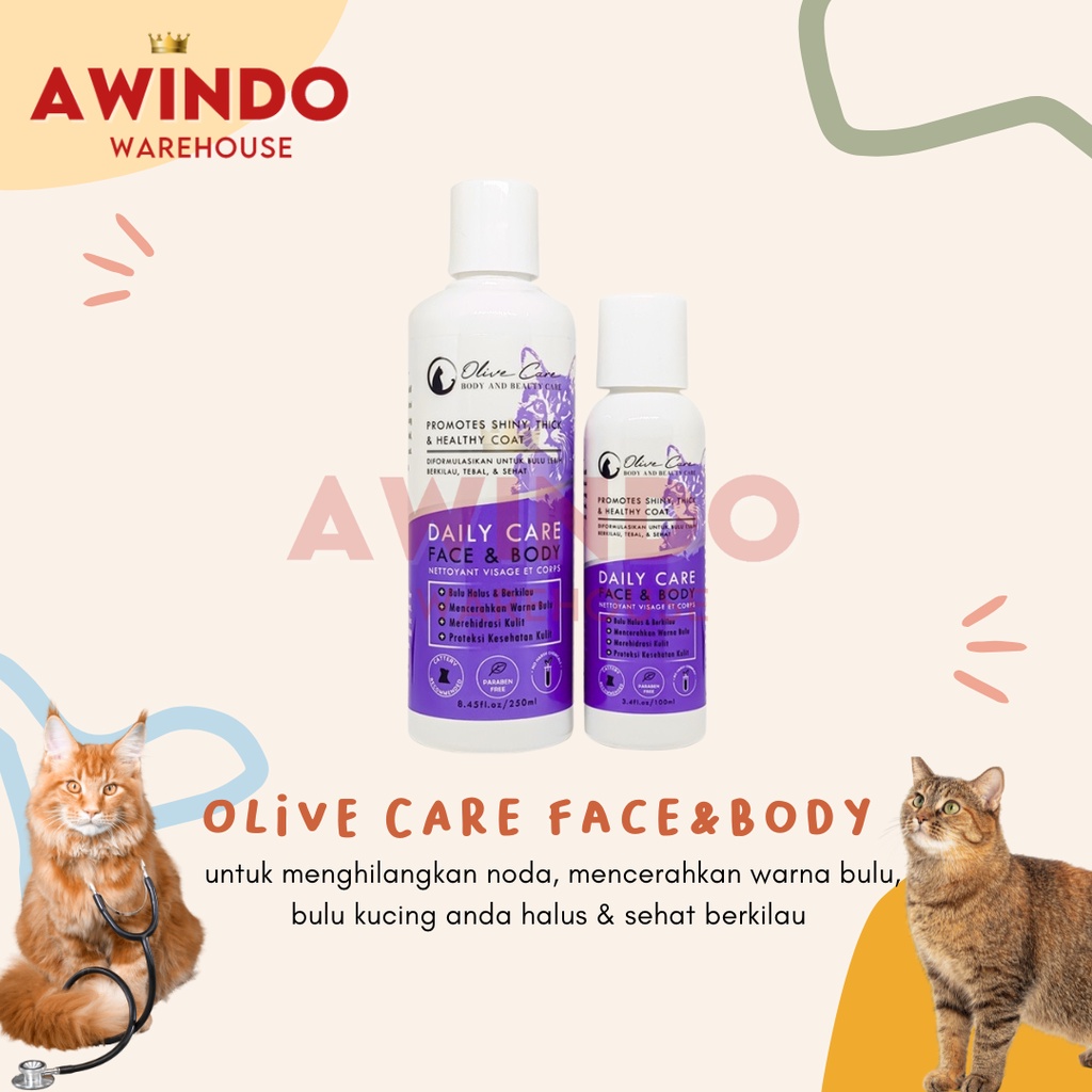 OLIVE CARE FACE BODY - Shampo Kucing Anti Noda Pertumbuhan Bulu Berkilau Halus