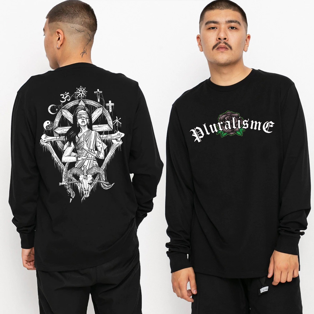 KAOS PLURALISME KILL BAPHOMET PLURALISME GUSDUR LONG SLEEVE BIG SIZE JUMBO 2XL 3XL 4XL