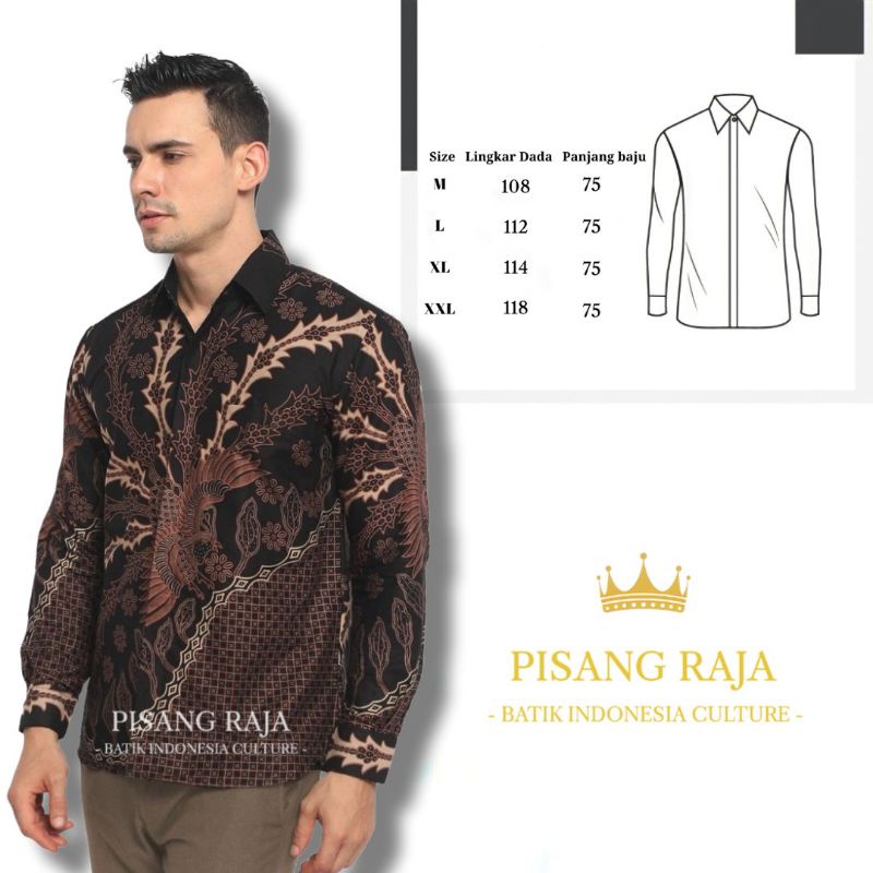 Baju Batik Pria Kemeja Lengan Panjang Modern Batik Cowok Formal Atasan Batik seragam warna merah Uku