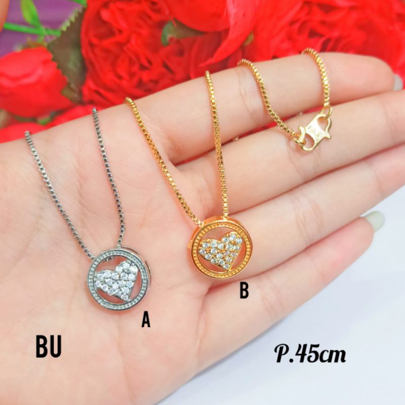 Kalung Dewasa motif Love permata zircon Emas korea tidak karat *COD*