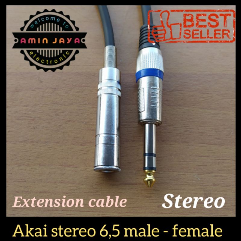 Kabel extension jack akai stereo 6,5 mm jack trs male to female