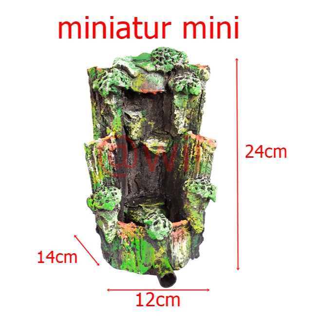 relief miniatur mini air terjun aquascape tebing pajangan aquarium