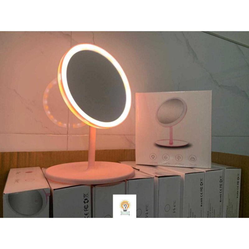 LED Cermin Make Up Bulat Dan Kotak Dengan Lampu LED / Make Up LED Standing Mirror