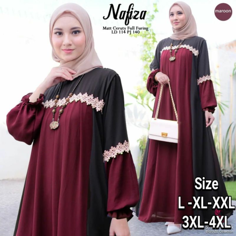 GAMIS NAFIZA KANCING BELAKANG DRESS CERUTY BABYDOL IMPORT PREMIUM UKURAN JUMBO L XL XXL XXXL XXXXL