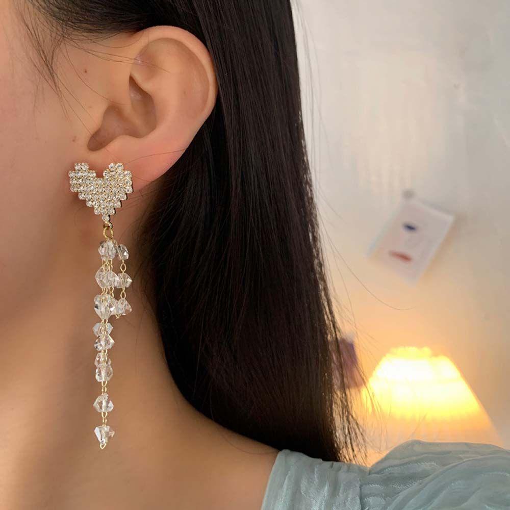 Mxbeauty Menjuntai Anting Trendi Mewah Gadis Hadiah Geometris Berlian Imitasi Kristal Korea Earrings