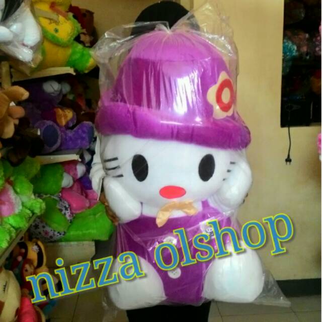 Boneka Hello Kitty topi ukuran super jumbo terlaris termurah best seller mainan anak bonekanizza