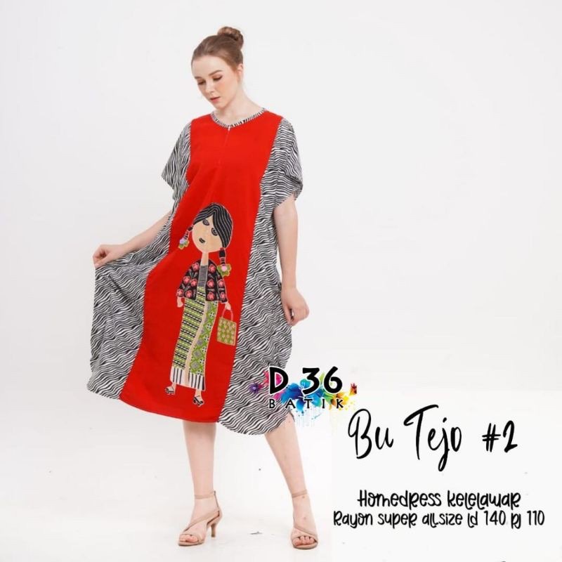 Daster Bu Tejo #2 Batik Homedress Kelelawar Baju Tidur Rayon Pastel Baju Tidur Kartun Jumbo Santai