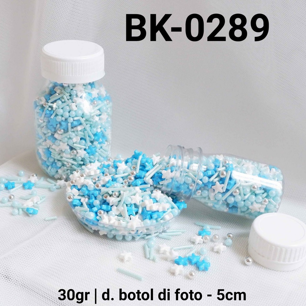 

BK-0289 Sprinkles sprinkle springkel 30gr bintang biru putih yamama baking grosir murah sprinkles cake dekorasi mutiara trimit decoration story sprinklestory sprinklesstory sprinkle story yamama baking