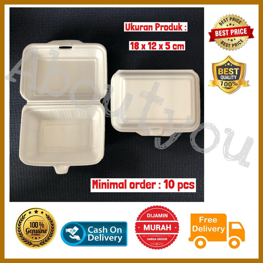Kotak Makan STEROFOM Box Gabus Persegi Panjang Sterofoam Wadah makanan bubur mie nasi