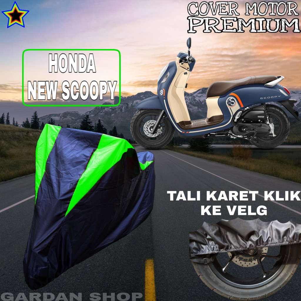 Sarung Motor HONDA NEW SCOOPY Hitam HIJAU Body Cover Penutup Pelindung Motor Scoopy PREMIUM