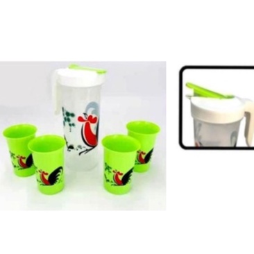 Teko Beranak AYAM JAGO - Teko Set Gelas 5 in 1