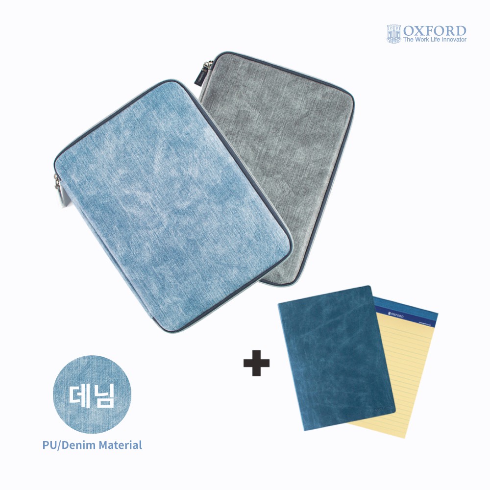 

Oxford Denim Pouch Cover Notes dengan Card Holder, Memo Pad dan Net Pocket