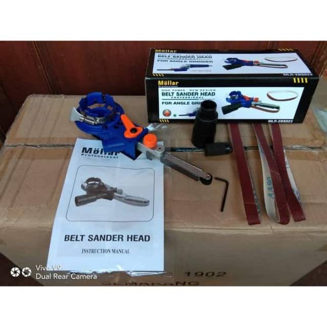 Kepala Amplas Mesin Gerinda 4" Mini Hand Grinder Belt Sander Head Set