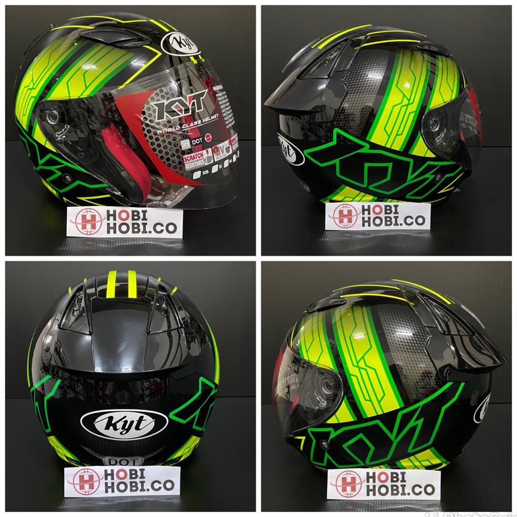 HELM KYT DJMARU MOTIF HELM  HALF FACE KYT DJ MARU CORAK-5.#14 GREEN FLO