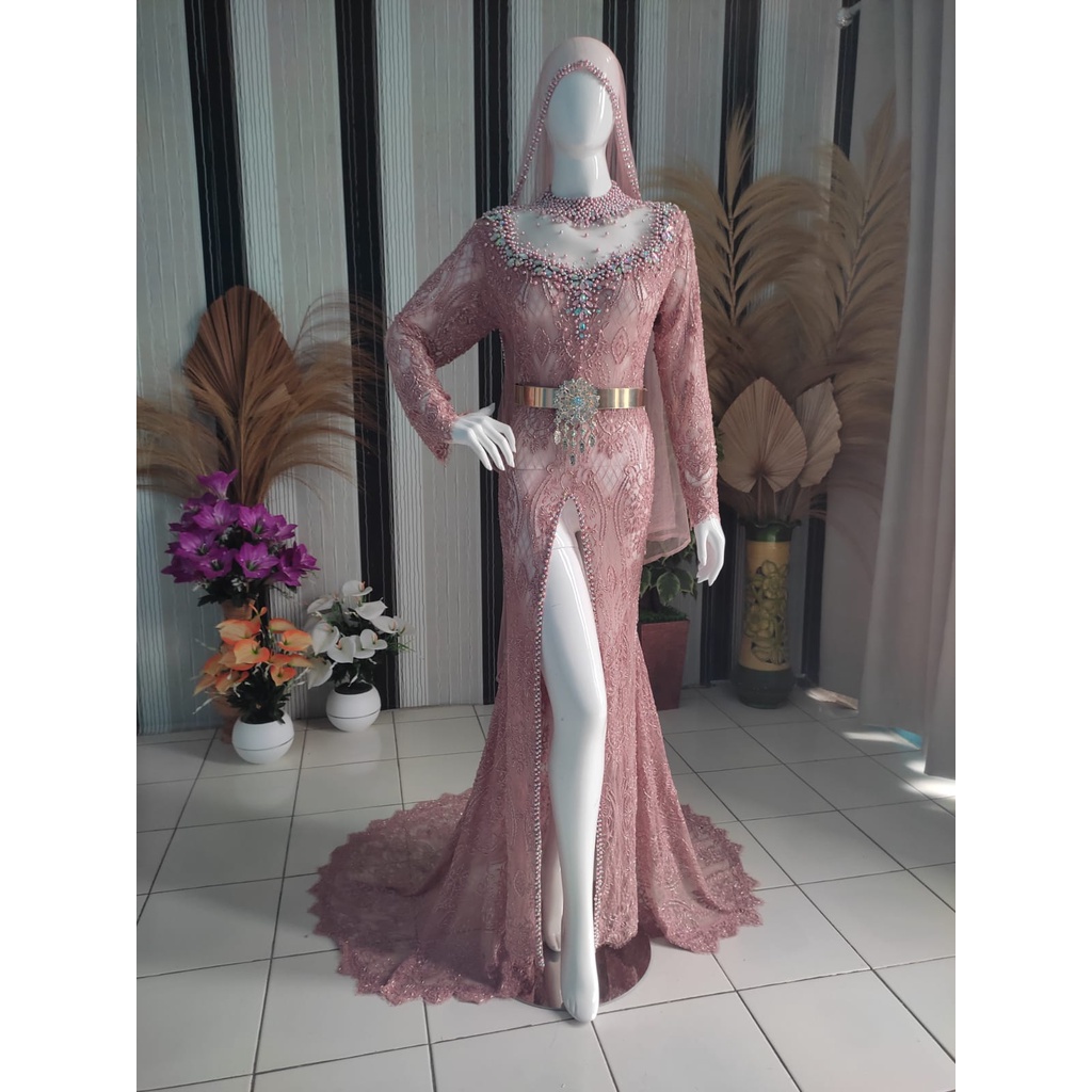 (PRE-ORDER) Kebaya rose gold ngekor - full payet