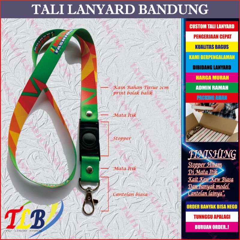 

Custom Tali Lanyard print sublim 2 cm 2 muka/cetak lanyard id card printing full color 2 cm 2 muka/lanyard id card custom/tali name tag/kalung id card/gantungan kartu