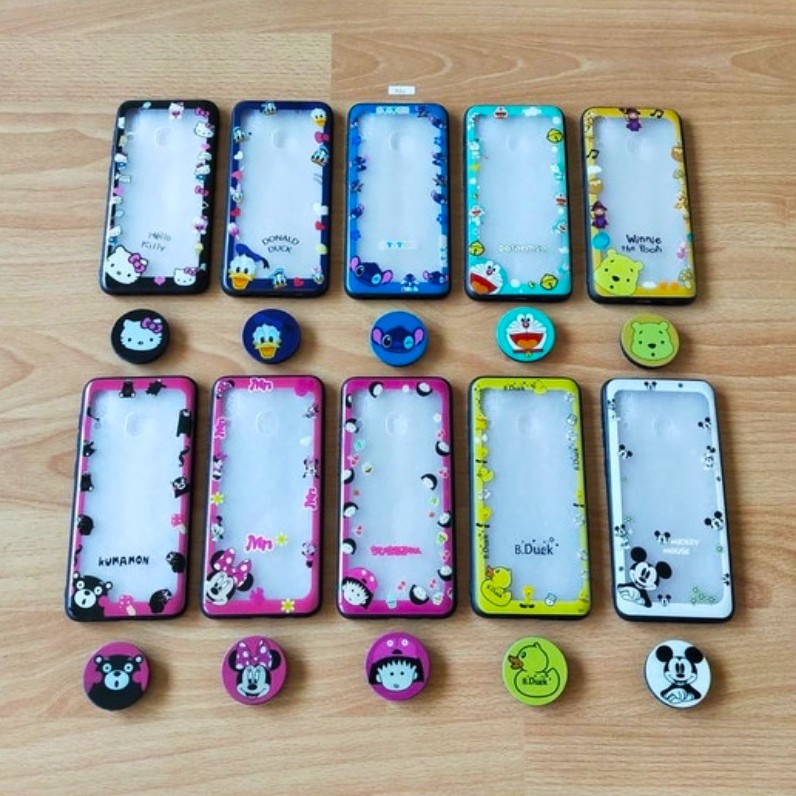 Case + Pop Socket Samsung A20 A205 Fuze Case Gambar Kartun A205F A205G